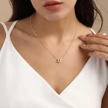 Lisitine Bubble Initial Necklaces Dainty Gold Letter Necklace 14K Gold Plated Cute Name Choker Necklaces for Women Trendy Gold Personalized Jewelry Gift for Women