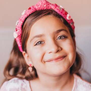 FROG SAC Top Knot Headband for Girls - Knotted Valentines Head Bands for Kids, Candy Heart Hair Band for Children, Pink Embellished Hair Accessories for Toddlers, Little Girl Fashion Hairband