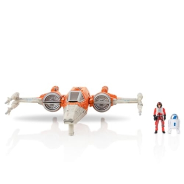 Star Wars Micro Galaxy Squadron T-70 X-Wing Starfighter - 5-Inch Vehicle with Fold Out Wings, Droid ...