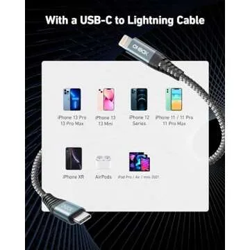 ohbox USB C to Lightning Cable 6FT 2Pack MFi Certified USBC iPhone Charger Cord Heavy Duty Type C iPhone Cable Compatible with iPhone 14 13 12 11 Pro Max Mini 8 Plus SE iPad and More
