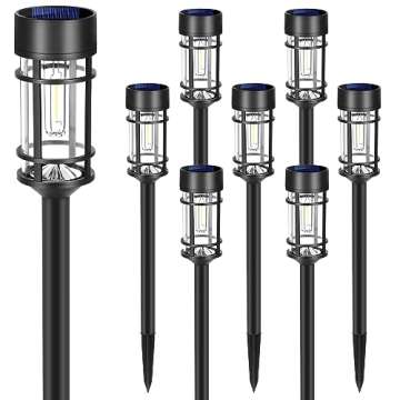 Mancra Solar Pathway Lights, 8 Pack LED Solar Lights Outdoor Waterproof, Glass Solar Garden Lights L...