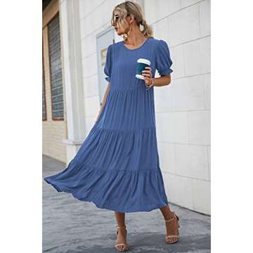 Floral Print Boho Midi Dress for Summer Elegance