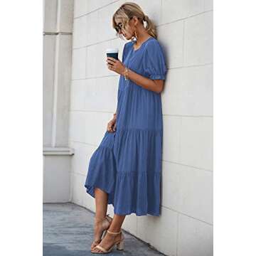 Floral Print Boho Midi Dress for Summer Elegance