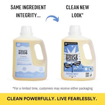 Molly's Suds Liquid Laundry Detergent | Clean Laundry Detergent Soap for Sensitive Skin | 2x Concentrated, High Efficiency (HE) | Ocean Mist - 100 Loads