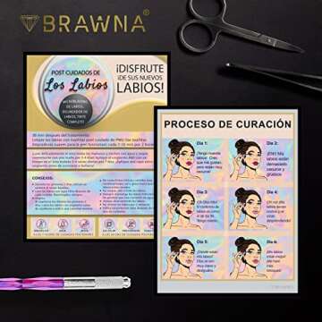 BRAWNA 50 Pack Microblading Aftercare Instruction Cards 4 x 5.5" inches - Microblading Supplies PMU kit