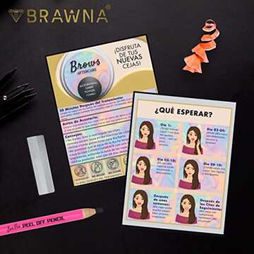 BRAWNA 50 Pack Microblading Aftercare Instruction Cards 4 x 5.5" inches - Microblading Supplies PMU kit