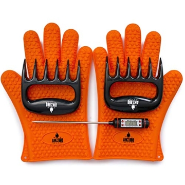 AMZ BBQ CLUB - Meat Claws Bbq Grill Accessories Set - 2 Silicone Gloves, Claws For Pulled Pork, BBQ ...