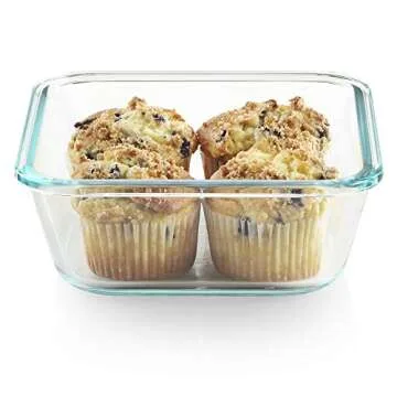 Snapware Total Solution 4-Pc Glass Food Storage Containers Set with Plastic Lids, 4-Cup & 1-Cup Square Meal Prep Container, BPA-Free Lids with 4 Locking Tabs, Microwave, Dishwasher, and Freezer Safe