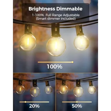 XMCOSY Smart Outdoor String Lights 100Ft Dimmable