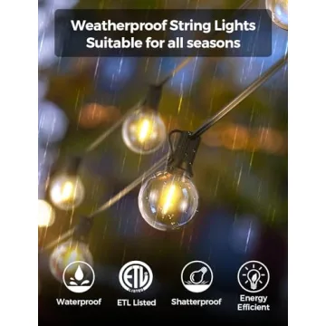 XMCOSY Smart Outdoor String Lights 100Ft Dimmable