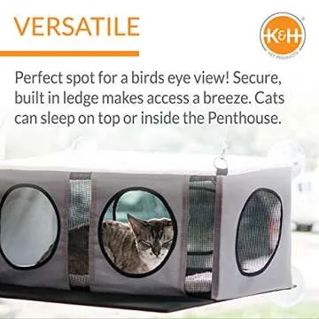 K&H Pet Products EZ Mount Cat Window Perch Penthouse 2-Level Tree for Cats