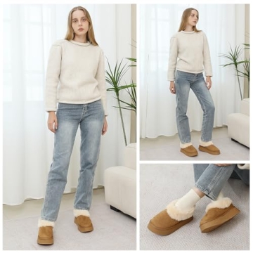 Double Couple Suede Fur Lined Ankle Boots for Women