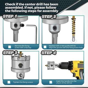 Zeliceka TCT 14 pcs Carbide Hole Saw Kit for Hard Metal, Heavy Duty Carbide Tungsten Carbide Tipped Hole Saw Set, with 1 Aluminum Box 2 Extra Pilot Drill Bits and 2 Hex Key