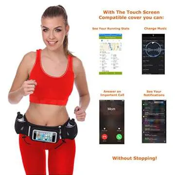 No.1 Hydration Belt by Runtasty - Premium Running Fuel Belt w/2 BPA-Free 10 oz Water Bottles, Tilt-Up Pocket w/Touchscreen-Ready Cover - Fits All iPhones, Runners Ebook & No-Bounce Design