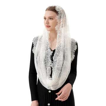 PAMOR Spanish Lace Mantilla Veil for Elegant Worship