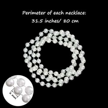 Hicarer 24 Pcs Fake Pearl Necklaces 31.5 inch Bulk 6MM White Faux Bead Necklace for Wedding Bridal Birthday Mardi Gras party Decorations