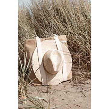TRIBECA TRIBE Beach Bag - Large Woven Beach Tote Bag - Boho Chic Travel Tote Bag With Hat Holder (Tall Style- Desert)