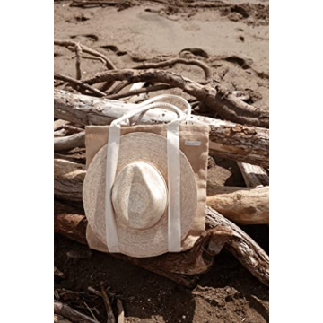 TRIBECA TRIBE Beach Bag - Large Woven Beach Tote Bag - Boho Chic Travel Tote Bag With Hat Holder (Tall Style- Desert)