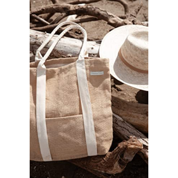 TRIBECA TRIBE Beach Bag - Large Woven Beach Tote Bag - Boho Chic Travel Tote Bag With Hat Holder (Tall Style- Desert)