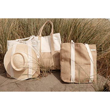 TRIBECA TRIBE Beach Bag - Large Woven Beach Tote Bag - Boho Chic Travel Tote Bag With Hat Holder (Tall Style- Desert)