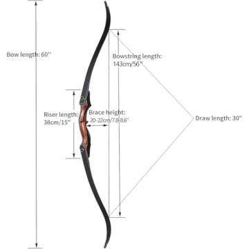 TOPARCHERY 60" Takedown Hunting Recurve Bow and Arrow Set for Adults - 30-50lbs with 6pcs Arrows