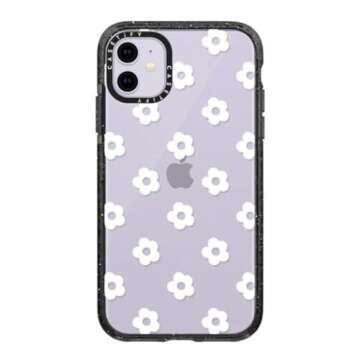 CASETiFY Impact Case for iPhone 11 - Ditsy Daisies - White - Clear Black