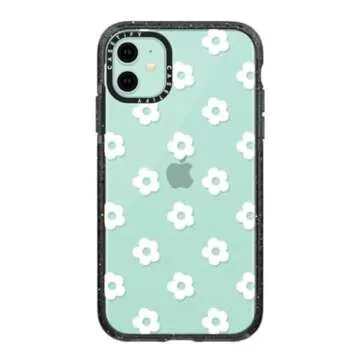 CASETiFY Impact Case for iPhone 11 - Ditsy Daisies - White - Clear Black