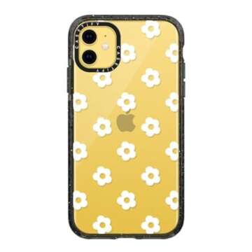 CASETiFY Impact Case for iPhone 11 - Ditsy Daisies - White - Clear Black