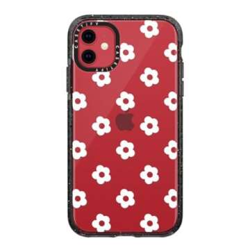 CASETiFY Impact Case for iPhone 11 - Ditsy Daisies - White - Clear Black