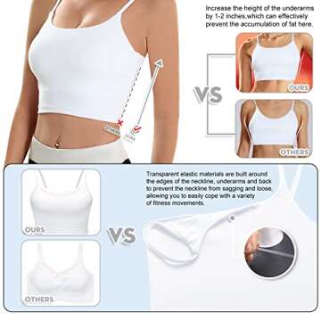 ECOPARTY Sports Bras for Women Quick-Dry Padded Wirefree Workout Crop Cute Tank Tops Camisole Yoga Fitness Running Gym White