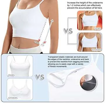 ECOPARTY Sports Bras for Women Quick-Dry Padded Wirefree Workout Crop Cute Tank Tops Camisole Yoga Fitness Running Gym White