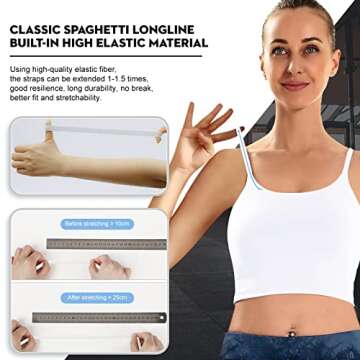 ECOPARTY Sports Bras for Women Quick-Dry Padded Wirefree Workout Crop Cute Tank Tops Camisole Yoga Fitness Running Gym White