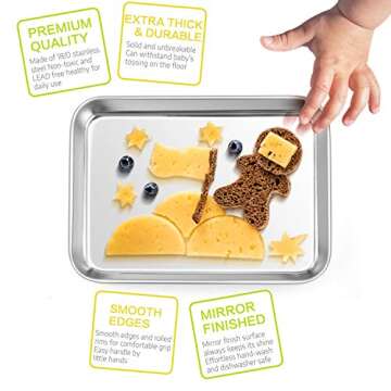 E-far Stainless Steel Kids Plates Set - Durable & Safe