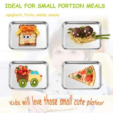 E-far Stainless Steel Kids Plates Set - Durable & Safe