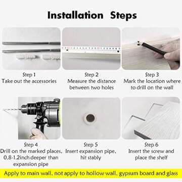 WUDENHOM White Floating Shelves Wall Mounted 3 Sets, Modern Wood Storage Shelves Matte Finish Hangin...