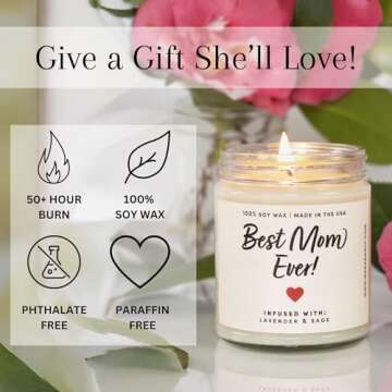 Great Happy Mother's Day Gifts for Mom Candle with Crystal Bracelet Candle - 9oz, Soy Wax, 50 Hour B...