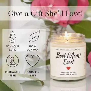 Great Happy Mother's Day Gifts for Mom Candle with Crystal Bracelet Candle - 9oz, Soy Wax, 50 Hour B...