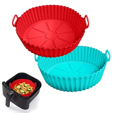 2 Pack Air Fryer Silicone Liners - Reusable, Non-Stick, Dishwasher Safe for 3-5 QT Baskets