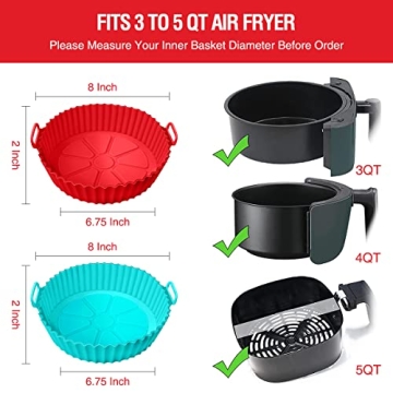 Reusable Air Fryer Silicone Liners Non-Stick Dishwasher Safe