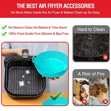 Reusable Air Fryer Silicone Liners Non-Stick Dishwasher Safe
