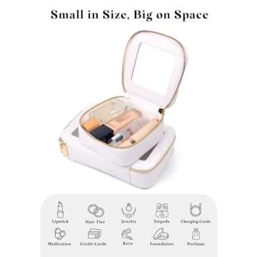 Fodayuse Mini Clear Makeup Bag - White Leather Makeup Pouch for Travel, Small Toiletry Bag for Purse & Backpack, Waterproof Square Organizer with Zipper - Clear Zipper Pouches for Women