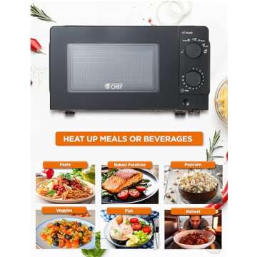 COMMERCIAL CHEF 0.6 Cubic Foot Microwave with 6 Power Levels, Small Microwave with Grip Handle, 700W...