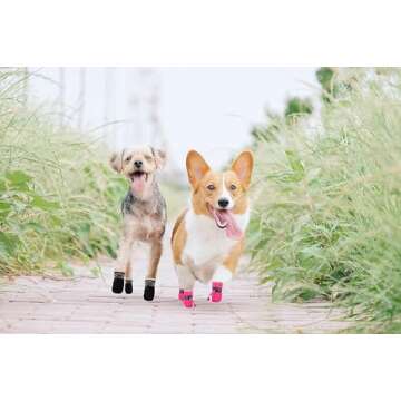 YAODHAOD Dog Shoes for Winter, Dog Boots & Paw Protectors, Fleece Warm Snow Booties for Puppy with Reflective Strip Anti-Slip Rubber Sole for Small Medium Size Dogs,Size 3: 1.5"x1.3" (L*W),Black