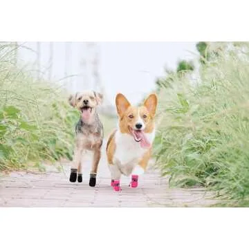 YAODHAOD Dog Shoes for Winter, Dog Boots & Paw Protectors, Fleece Warm Snow Booties for Puppy with Reflective Strip Anti-Slip Rubber Sole for Small Medium Size Dogs,Size 3: 1.5"x1.3" (L*W),Black