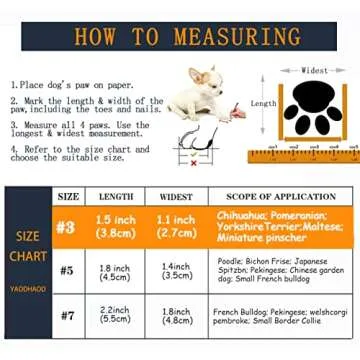 YAODHAOD Dog Shoes for Winter, Dog Boots & Paw Protectors, Fleece Warm Snow Booties for Puppy with Reflective Strip Anti-Slip Rubber Sole for Small Medium Size Dogs,Size 3: 1.5"x1.3" (L*W),Black