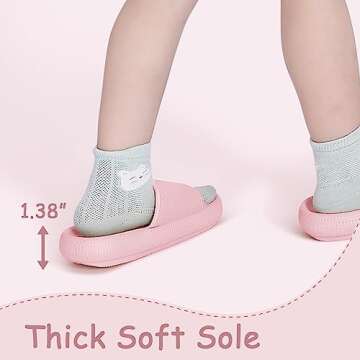 Menore Cloud Slides for Kids Shower Beach Slippers Boys Girls Bathroom Thick Sole Pillow Slippers Summer Non-Slip Pool Sandals?,10-10.5Little Kid?