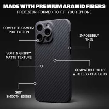 Latercase | iPhone 15 Pro Case | Classic | Durable Thin Phone Case | 0.6mm Aramid Fiber, Precision Lasercut, Full Camera Protection, Nonslip Matte Finish | Compatible with iPhone 15 Pro