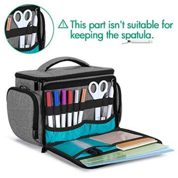 LUXJA Carrying Bag Compatible with Cricut Joy, Carrying Case Compatible with Cricut Joy and Tool Set, Tote Compatible with Cricut Joy (with Supplies Storage Sections), Gray (blue lining)