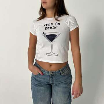 Madjtlqy Y2k Tops Baby Tees Graphic Crop Tops for Women Crew Neck Cute Bow Print Crop Tops Aesthetic Summer Clothes（AA Black, M