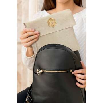 Muslim Prayer Rug and Beads with Elegant Slub Fabric Bag | Janamaz | Sajadah | Soft Islamic Prayer R...